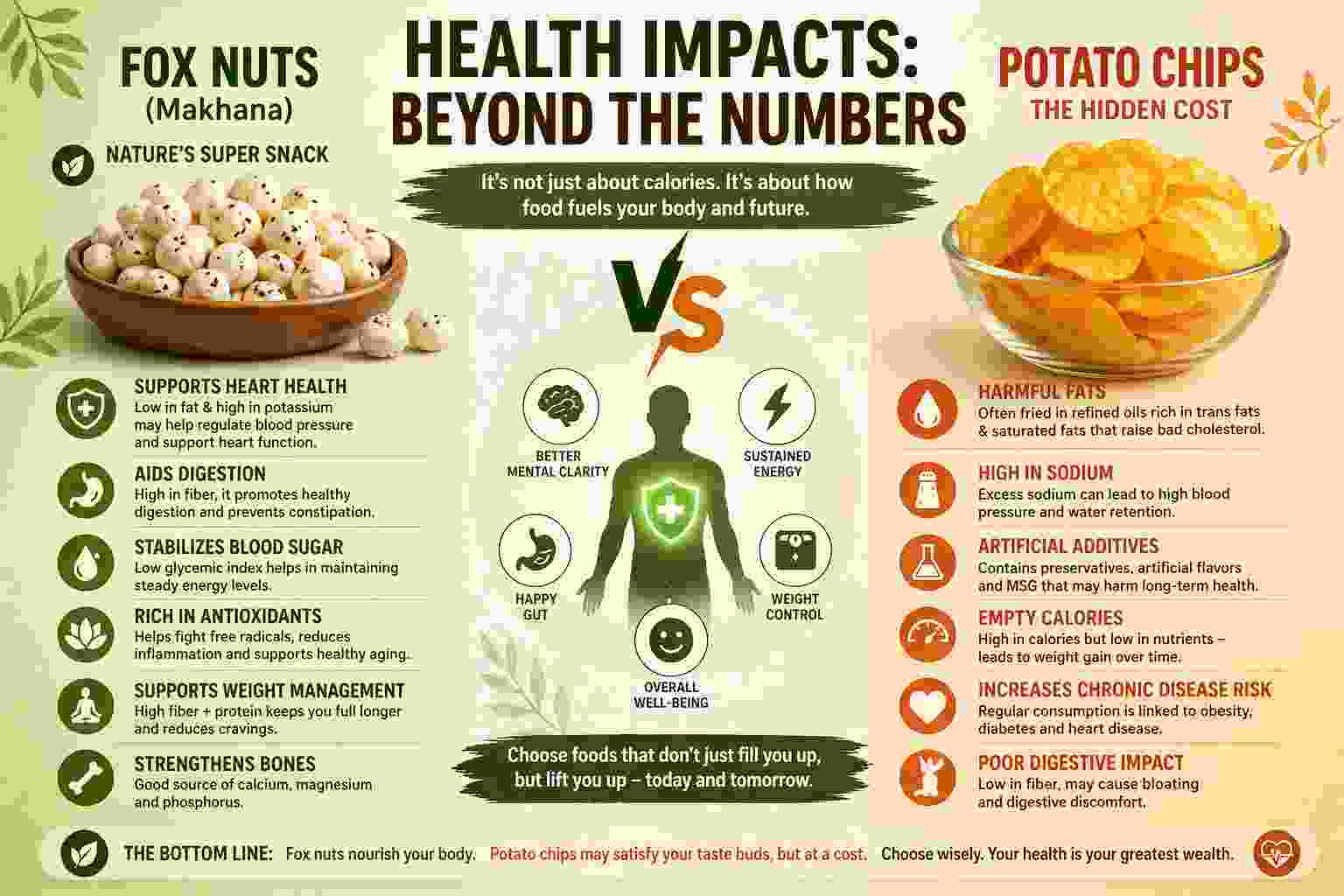 Fox nuts (Makhana) vs Potato Chips Fox Nuts vs Chips
